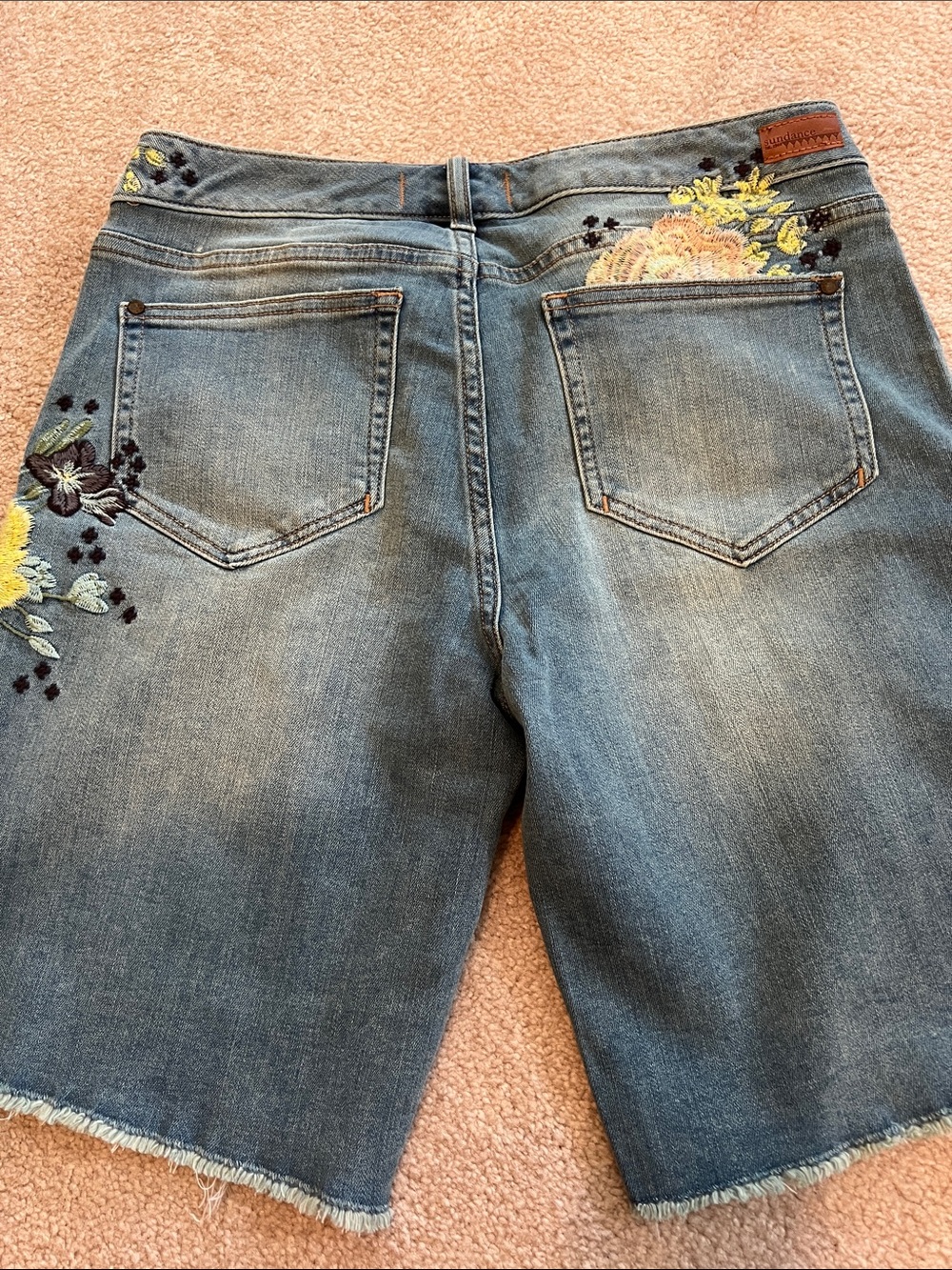 Sundance Embroidered Denim Shorts - Blue with Yellow & Pink Floral NWOT - Picture 3 of 6